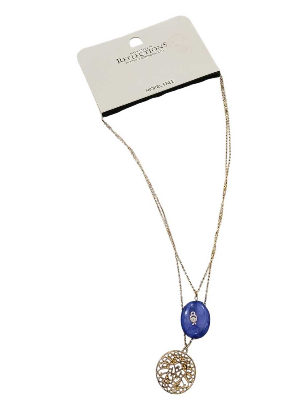 Northern Reflections Gold Double‑Chain Necklace with Blue and Gold Charms